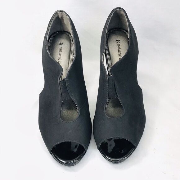 Naturalizer Bootie Shooties Heels Faux Suede Black10 Women Peep Whimsigoth Y2K - Picture 12 of 12